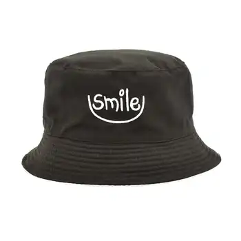 

Embroidery Smile Bucket Hat Double Sided Bucket Hat Smiling face Unisex Fashion Panama Man Women Visor Lovers Sun Fishing Hat