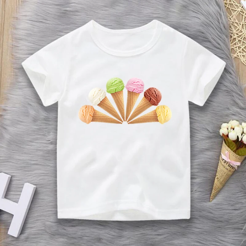 Детские футболки; топы с длинными рукавами для мальчиков и девочек с изображением мороженого; весенне летний хлопковый свитер; 2 От 4 до 8 лет; Детские футболки; одежда|Тройники| - AliExpress