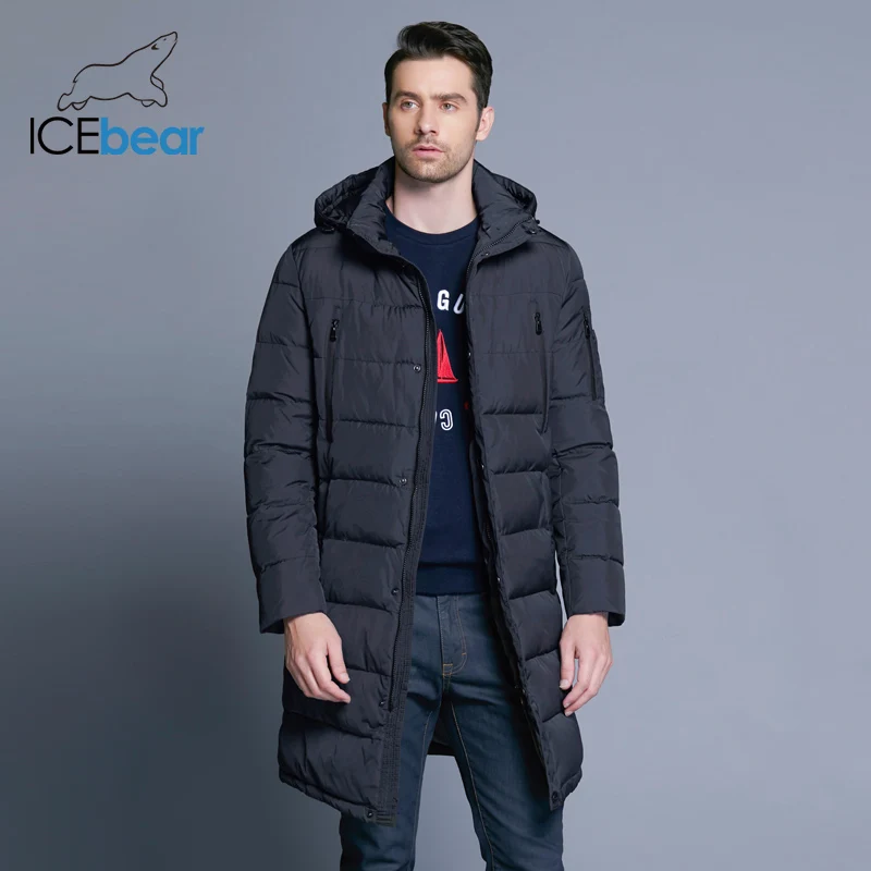 ICEbear 2019 зимнее мужское длинное пальто Изысканный карман на руку Мужская