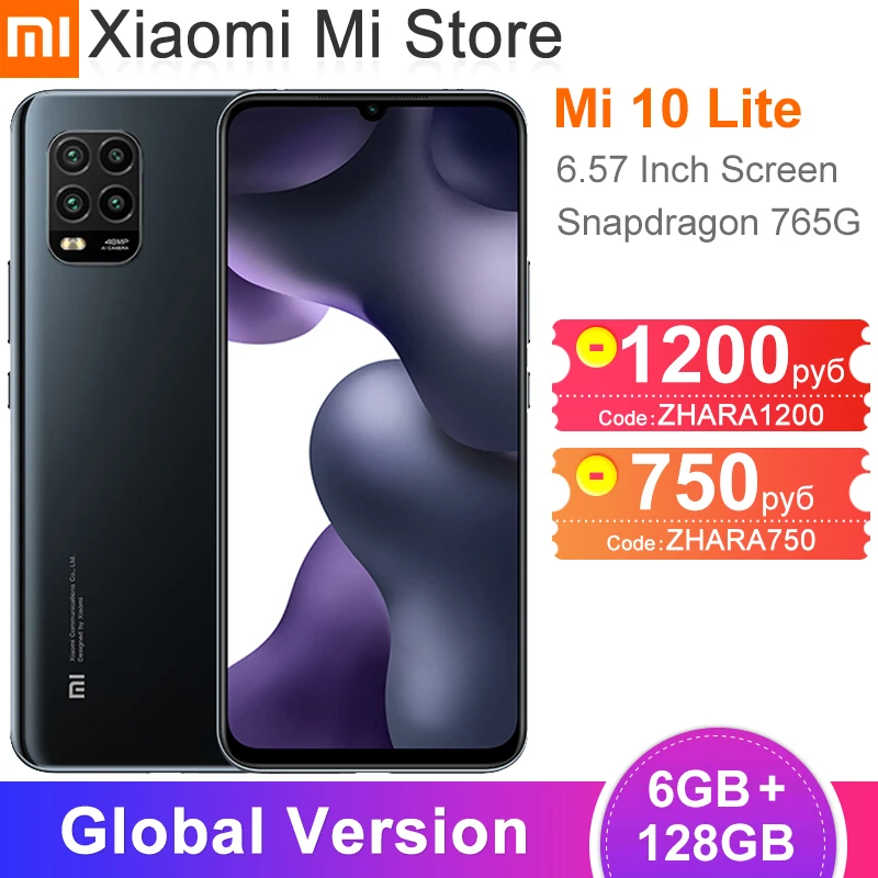 Versión Global Xiaomi Mi 10 Lite 5G 6GB 128GB Smartphone Snapdragon 765G Octa Core 48MP cámaras 6,57 "Pantalla 4160mAh batería de la batería|Teléfonos móviles|   - AliExpress