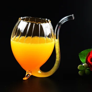 

1PC Crystal clear glass wine glass mugs 300ml fruit juice cup Tube Straw Sucking Whiskey Drink Glass Cups JY 1183