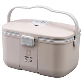 

Medicine Box Organizer First Aid Kit Home Plastic Storage Box Portable Kit Cabinet Family Emergency Kit Box 2 Layers-Pink