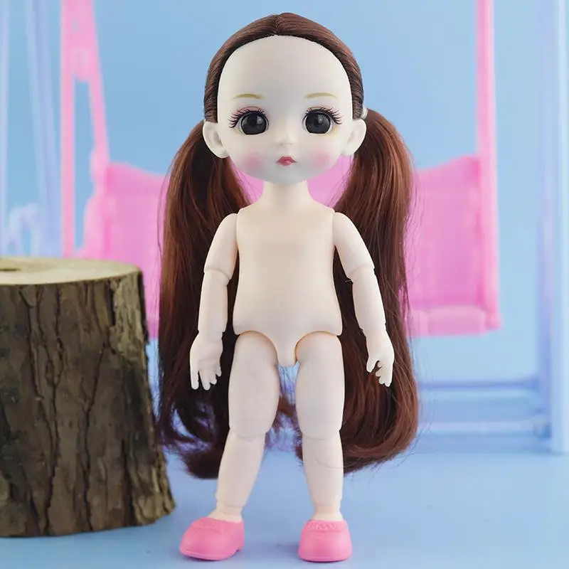 16cm Doll H Новые 13 подвижных шарнирных 16 см 1/8 куклы мини BJD детские длинные парик волосы Nake женские тела модные куклы игрушки для девочек AT66 - Цвет: 16cm Doll H