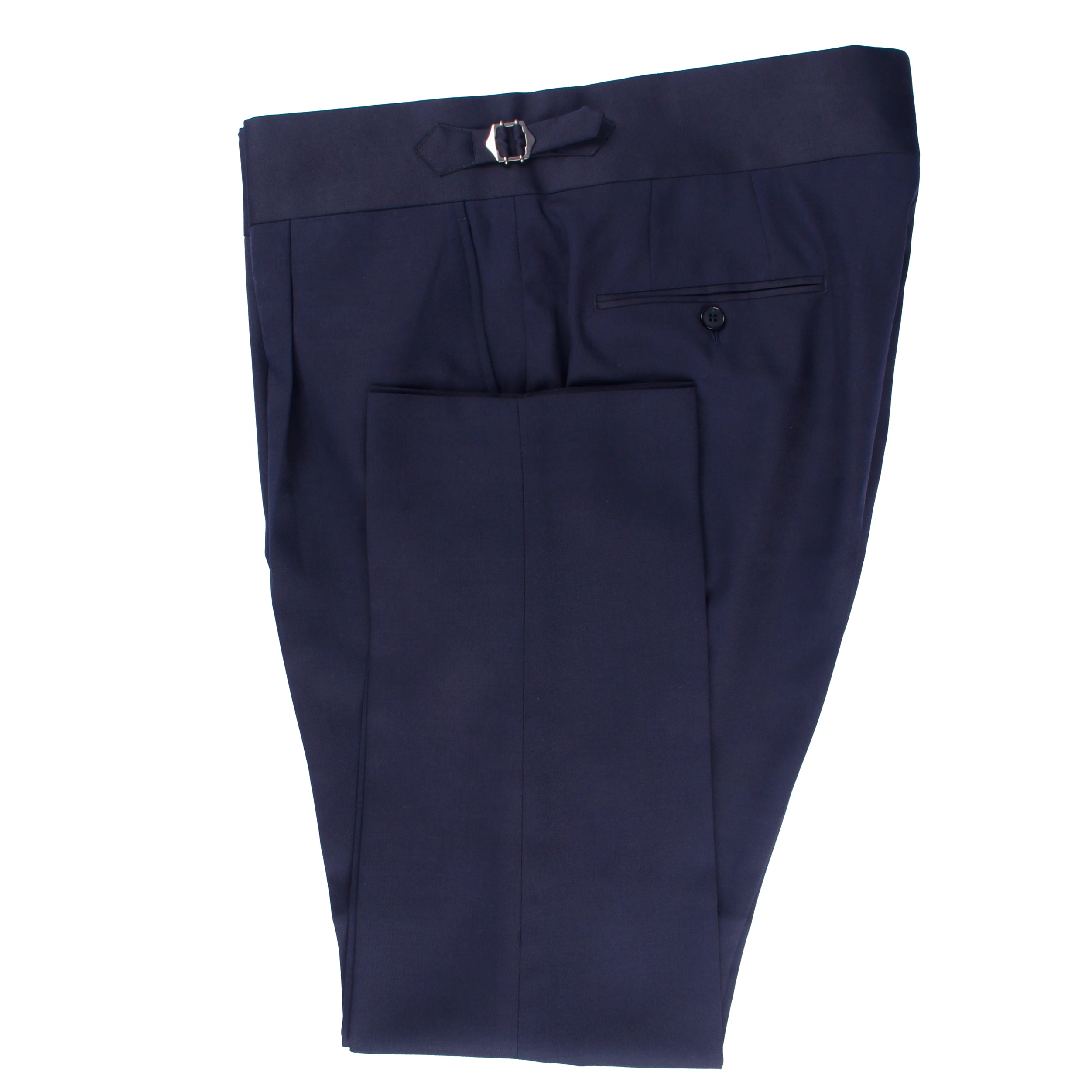 Luxury Italian Style Custom Made Suits Pants Tailored Trousers Navy High Waist Neapolitan Trousers Extended Tab Single Pleats