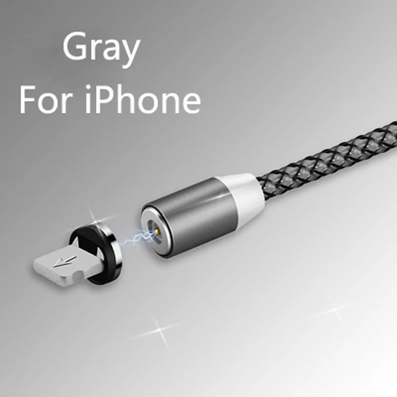 Нейлоновый Магнитный Micro type C USB кабель для быстрой зарядки Магнитный USB кабель для iPhone huawei honor 9X20 Nova 3 3i 4 5 5i Pro OPPO - Цвет: Gray For IOS