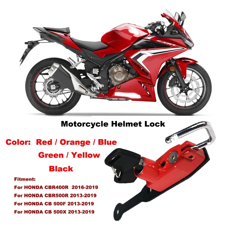 Motorcycle Helmet Lock Anti-Theft Helmet Security Lock Compatible with CBR400R 2016-2019 CBR500R 2013-2019 CB500F 2013-2019 CB500X 2013-2019 Orange 