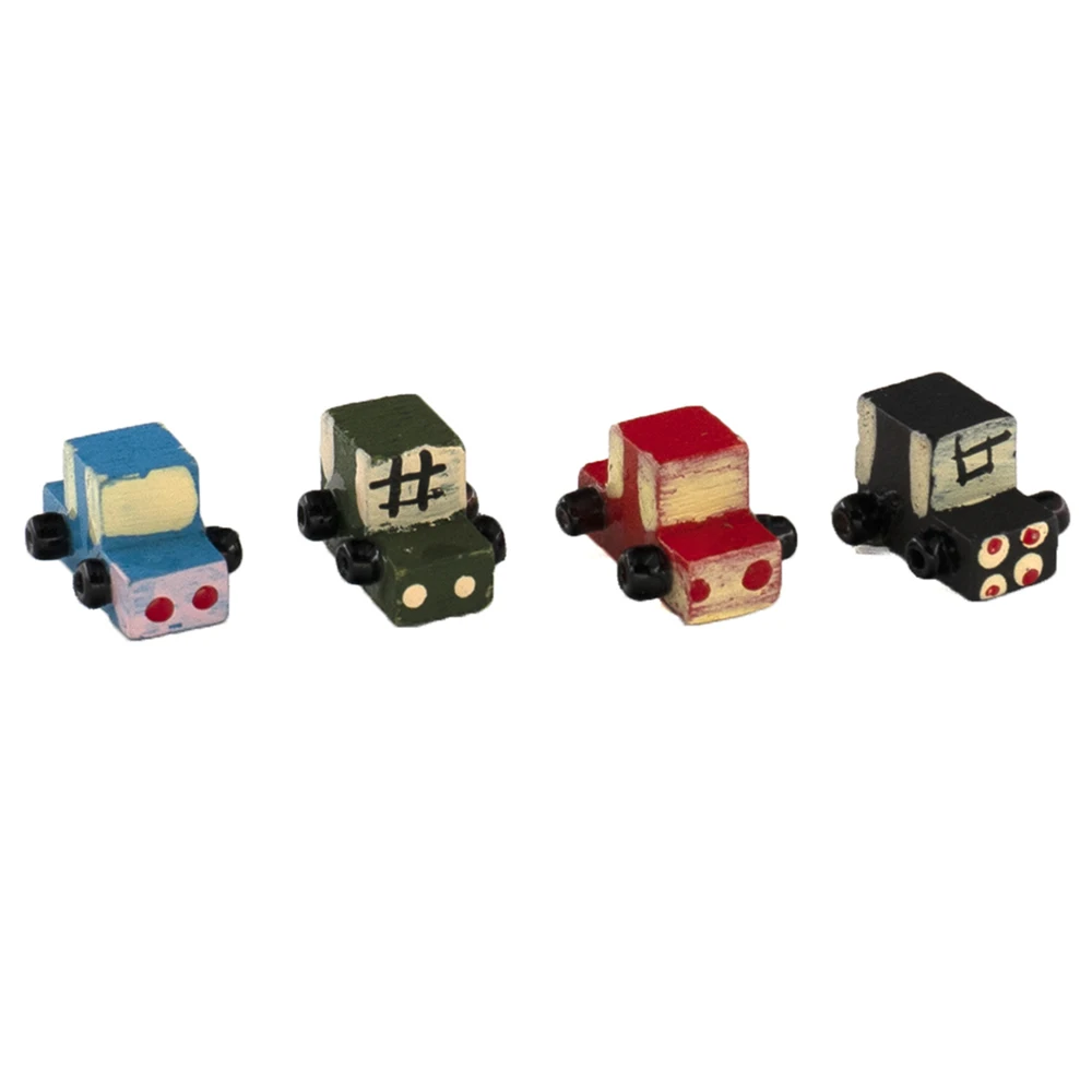 4Pcs 1/12 Dollhouse Miniature Accessories Mini Wooden Car  Simulation  Vehicle Model Toys for Doll House Decoration takara tomy tomica special vehicle 145 nagoya city fire bureau ladder truck m32l a scale truck car model miniature toy for boy