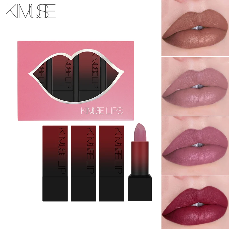 

KIMUSE 4Pcs/Set Pigment Matte Trance Lipstick Set Matte Long Lasting Waterproof Nude Lipstick Non-stick Cup Lip Cosmetics