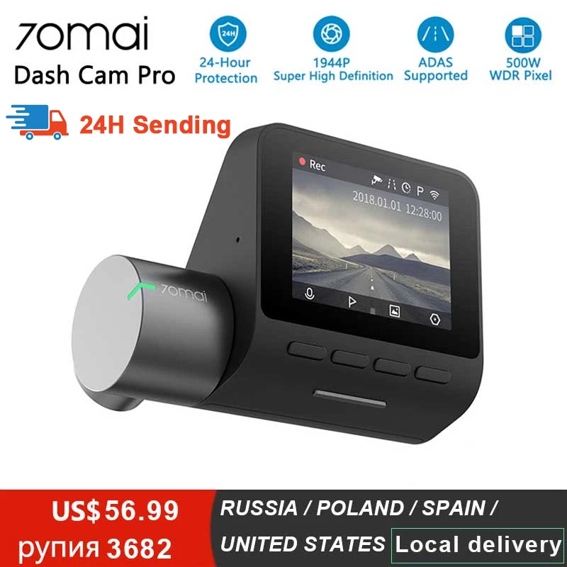 Cena Xiaomi 70mai Pro kamera na deskę rozdzielczą Full HD 1944P wideorejestrator samochodowy GPS ADAS 70 Mai wifi dvr samochód 24H monitor do parkowania 140FOV Night Vision