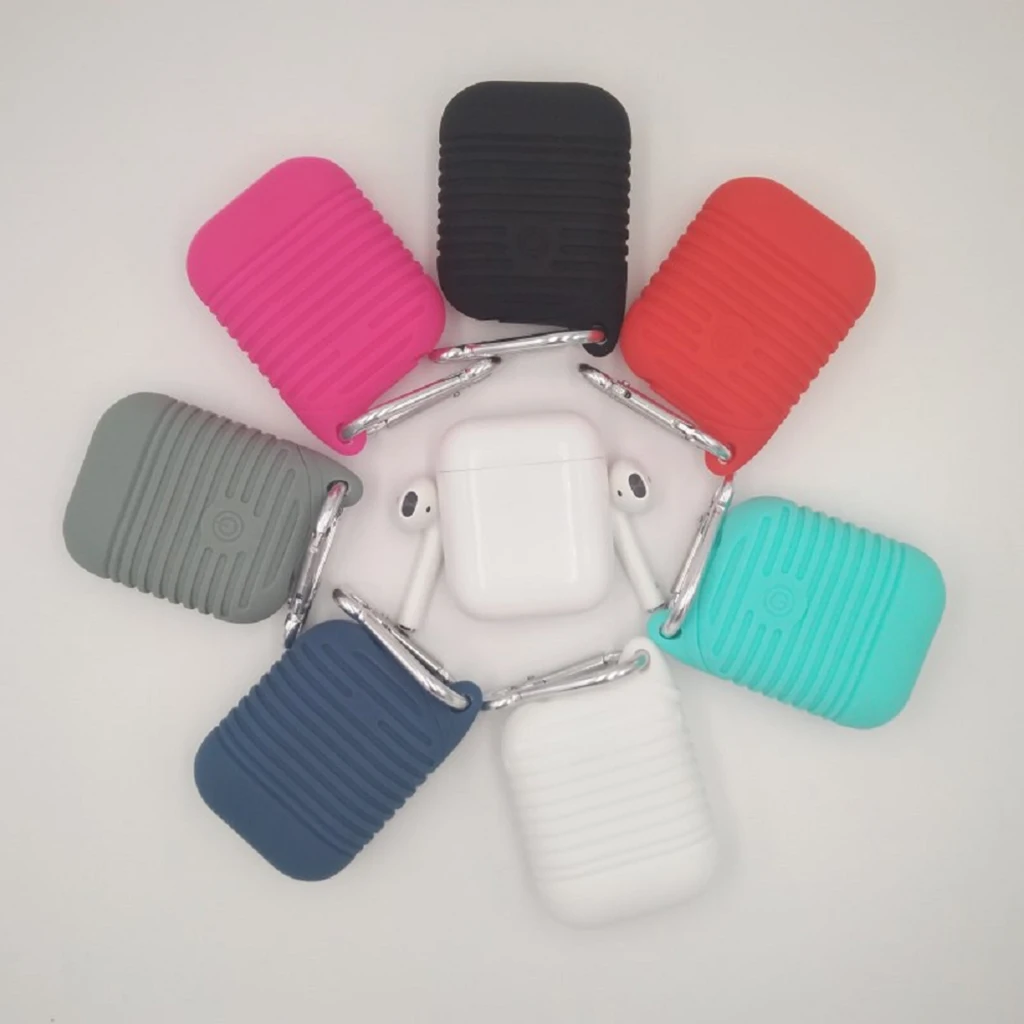 Mini Soft Silicone Case For Shockproof Cover For Apple Earphone Cases Ultra Thin Protector Case with Keychain