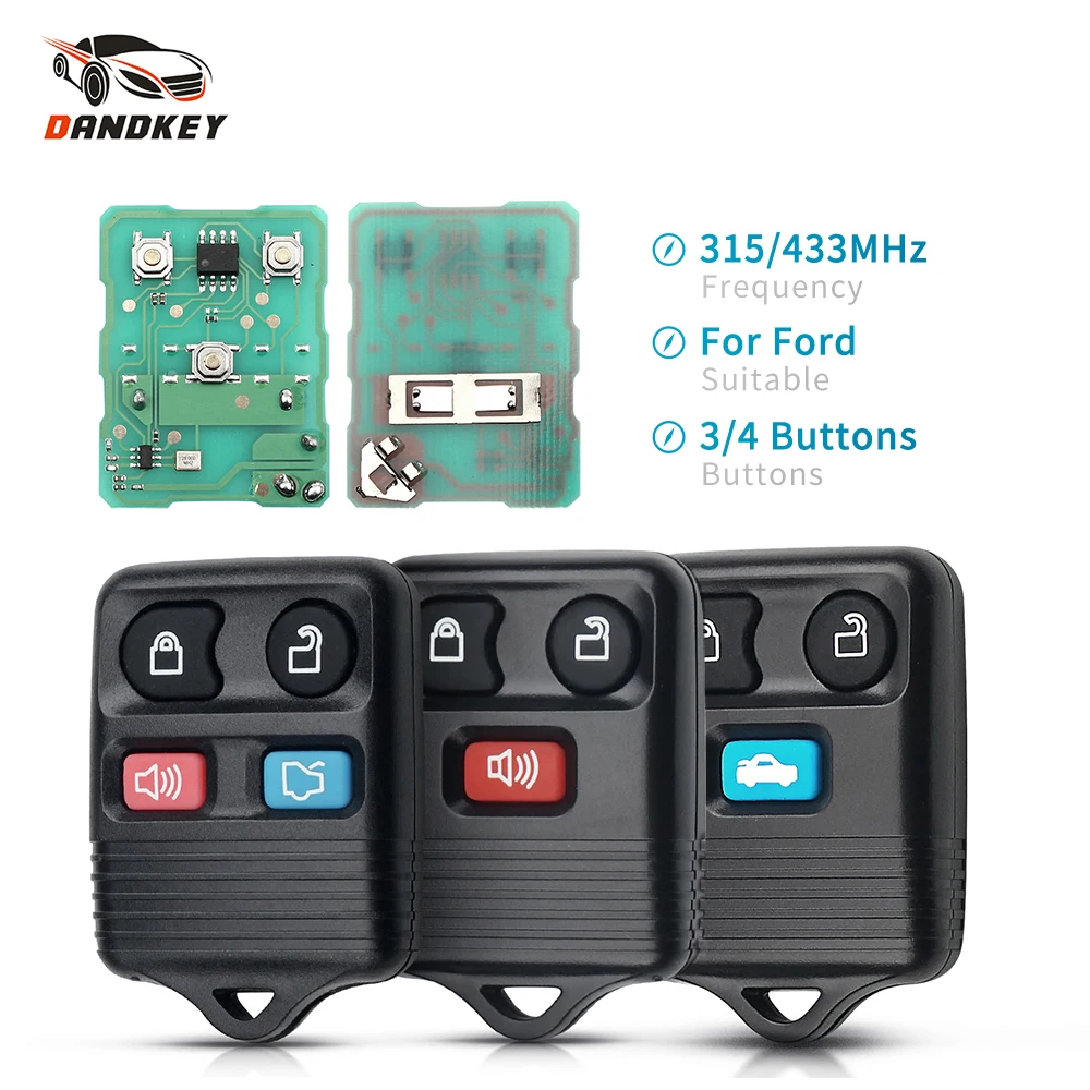 Dandkey 3/4 кнопочный Автомобильный ключ БЕСКЛЮЧЕВОЙ вход Fob 315 / 433 МГц для Ford Escape F 150