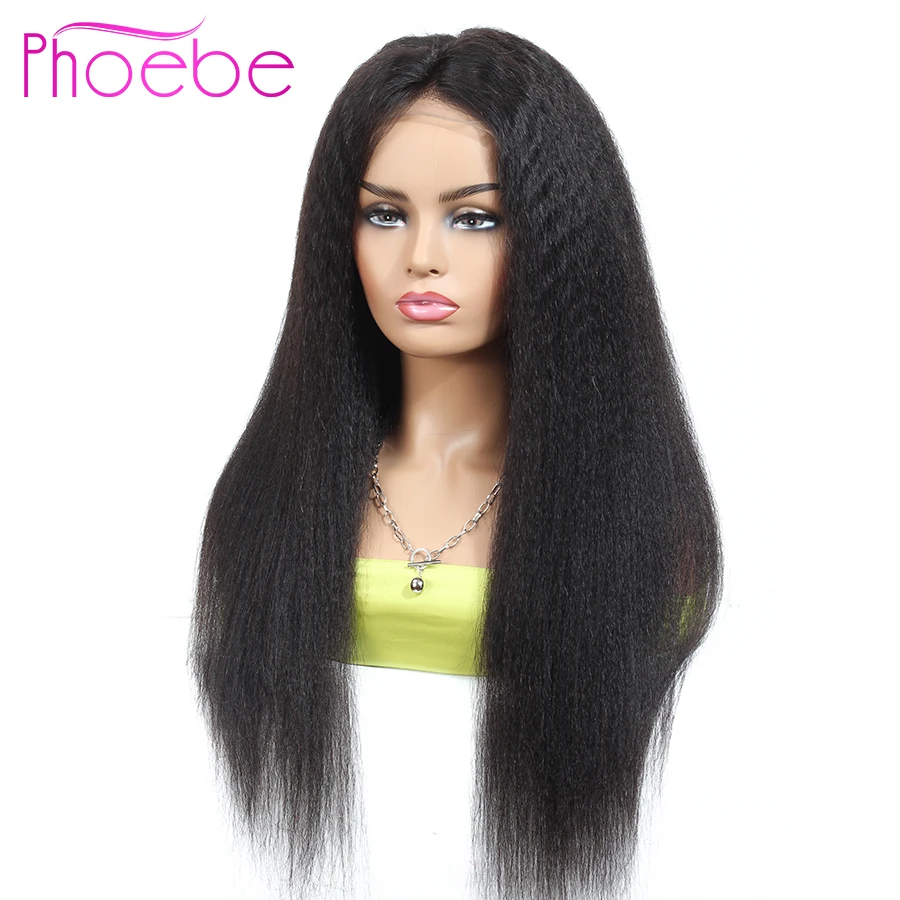 

Phoebe Kinky Straight 13x4 Lace Front Wigs Brazilian Human Hair Non-Remy Lace Front Wigs For Black Women 150% Density Wigs