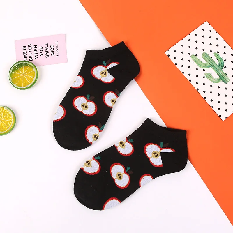 Новые летние носки в Корейском стиле; chausette; Носки с рисунком фруктов и животных; модные забавные женские короткие носки - Цвет: 12