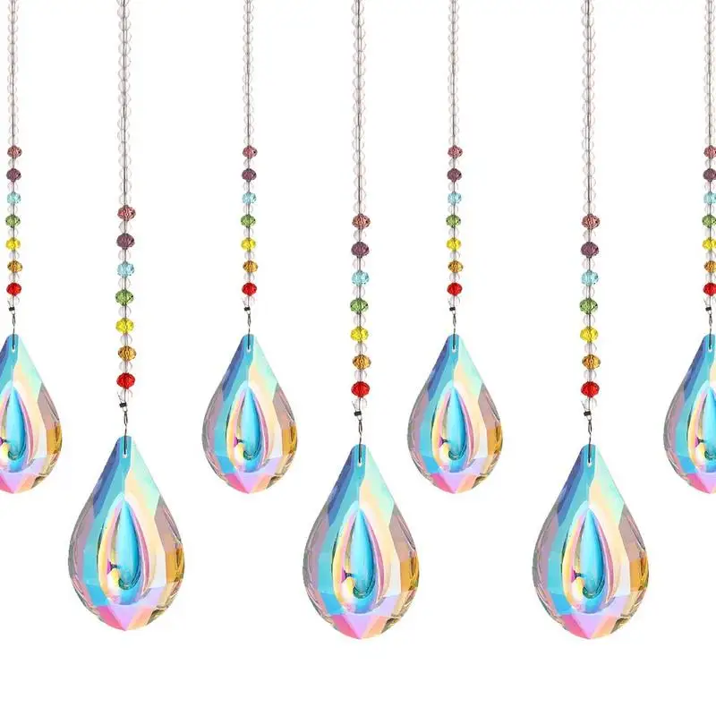 

Colorful Drop Crystal Prisms Pendant 50mm 76mm Chandelier Suncatcher Rainbow Hanging Ornament Home Decoration Lighting Lamp