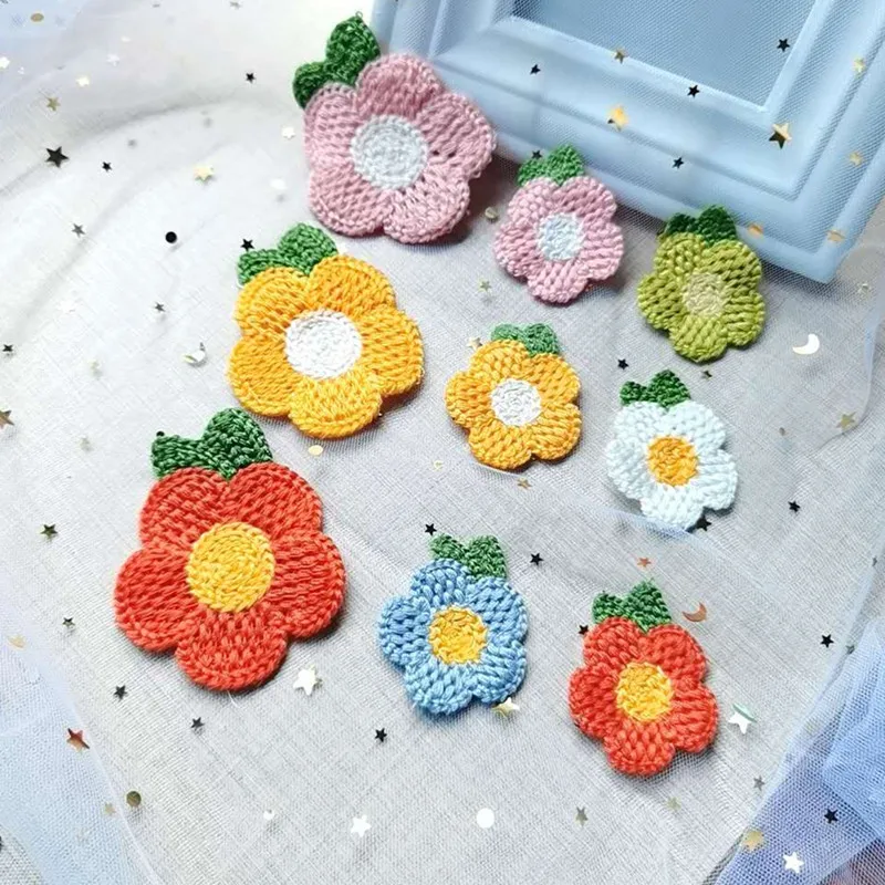 

Braided Wool Leaves and Flower Patches, Appliques for Clothes and Shoes, Sewing Supplies, DIY Hair Decoration, 4cm, 20 PCs/Lot