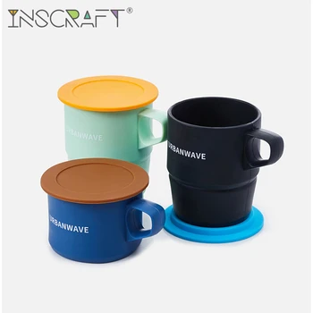 

Silicone Collapsible Travel Mug Folding Camping Pocket Cup with Lids Portable Drinking Cup Office Coffee Mug