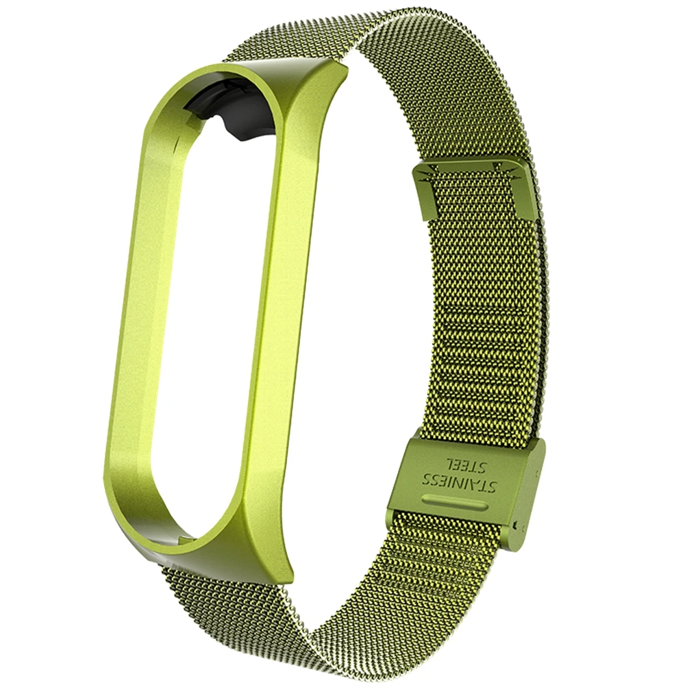 Buckle Green Hangrui, умный браслет на запястье, ремешок для Xiaomi mi, 4/3, металлический браслет на запястье, Безвинтовой ремешок из нержавеющей стали, mi Band 4 3 - Цвет: Buckle Green