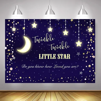 

Little Star Newborn Baby Shower Photography Backdrop Photocall Twinkle Twinkle Star Children Birthday Party Backdrops Starry Sky