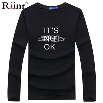 

Riinr Tshirt Cotton Oversized T Shirt Men Letter Print Harajuku Tshirt Summer Long Sleeve T-Shirts Tops Tees Female