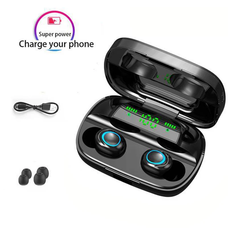 S11 TWS Bluetooth 5 0 Wireless Headset Touch Digital Display Noise Reduction Stereo Headset Headset Compartment Phone Holder
