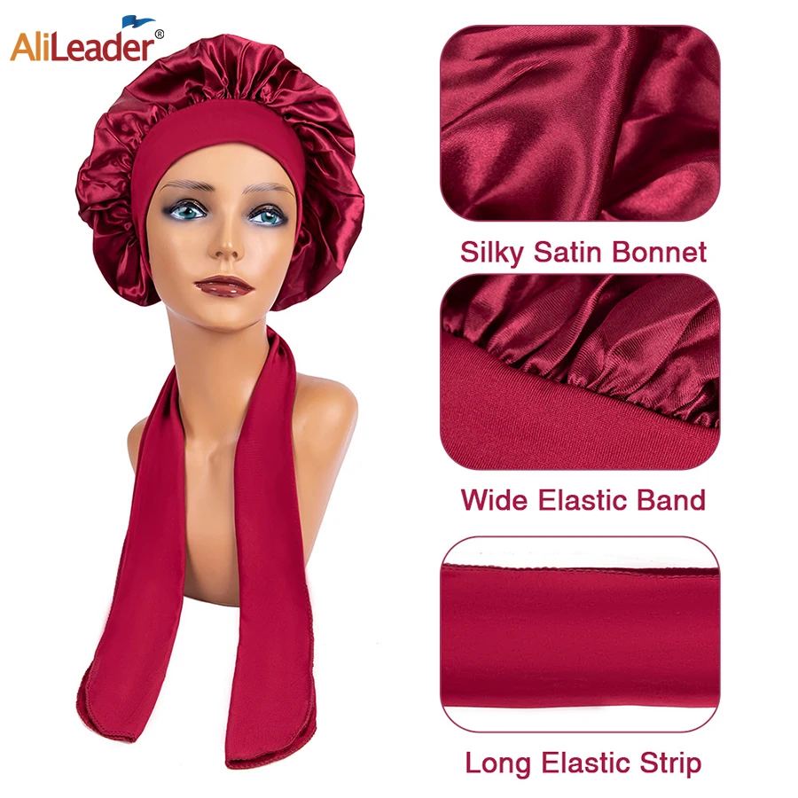 Hair Satin Bonnet For Sleeping Shower Caps Silk Caps With Wide Elastic Band Night Sleep Cap Bonnets For Black Women Braids Hair Night Hair Cap