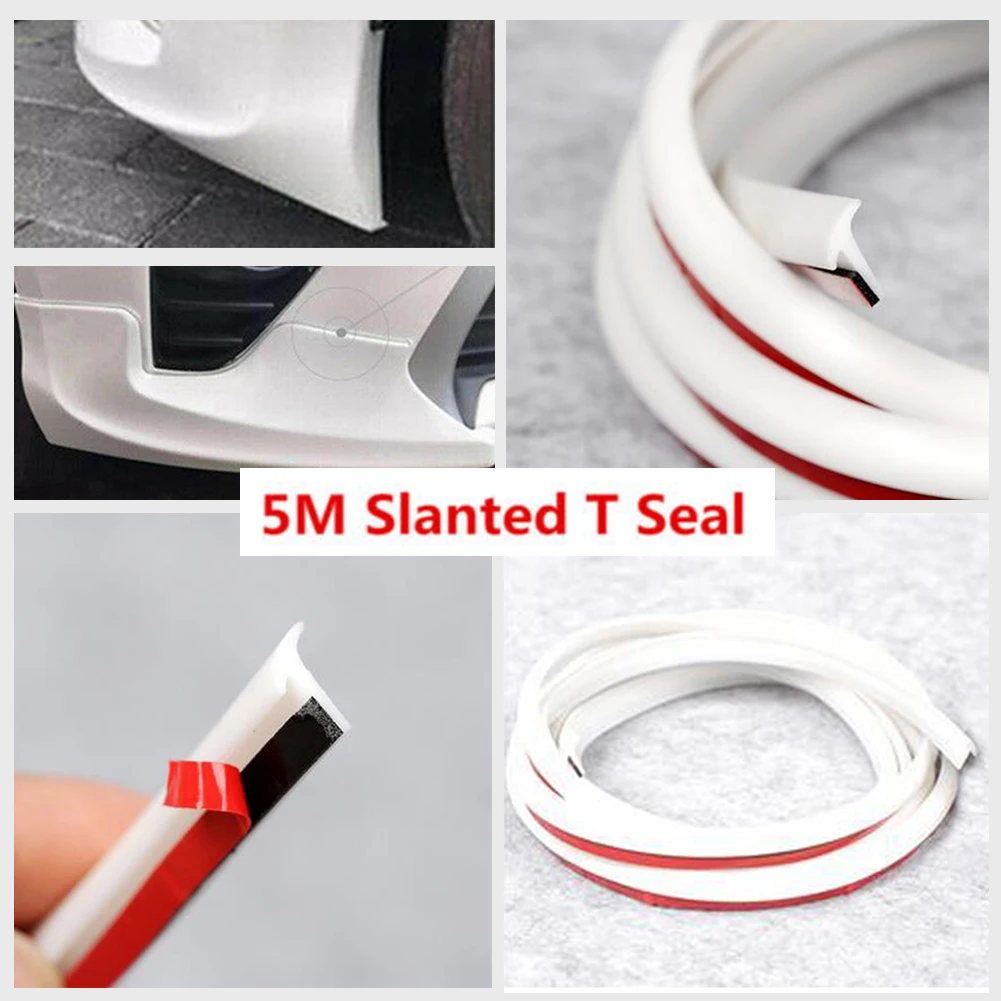 5m Universal Car Ttype Sealing Strip Edge Trim Bumper Lip Side Skirt