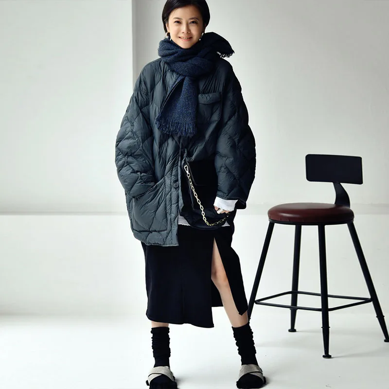 Casual Female Down coat Shirt Warm Autumn Winter Lightweight Single breasted Turn down collar Women Jacket 2023 New INKEO 1O259