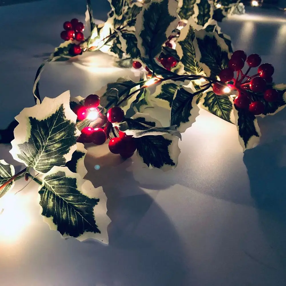 20 светодиодных струн, красные фруктовые Ротанговые светильники для Дня благодарения, Рождественская вечеринка, окно, украшение двора