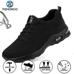 YIZHONCO – chaussures de sécurité élastiques pour hommes, baskets de travail Anti perforation, respirantes, avec bout en acier, printemps 