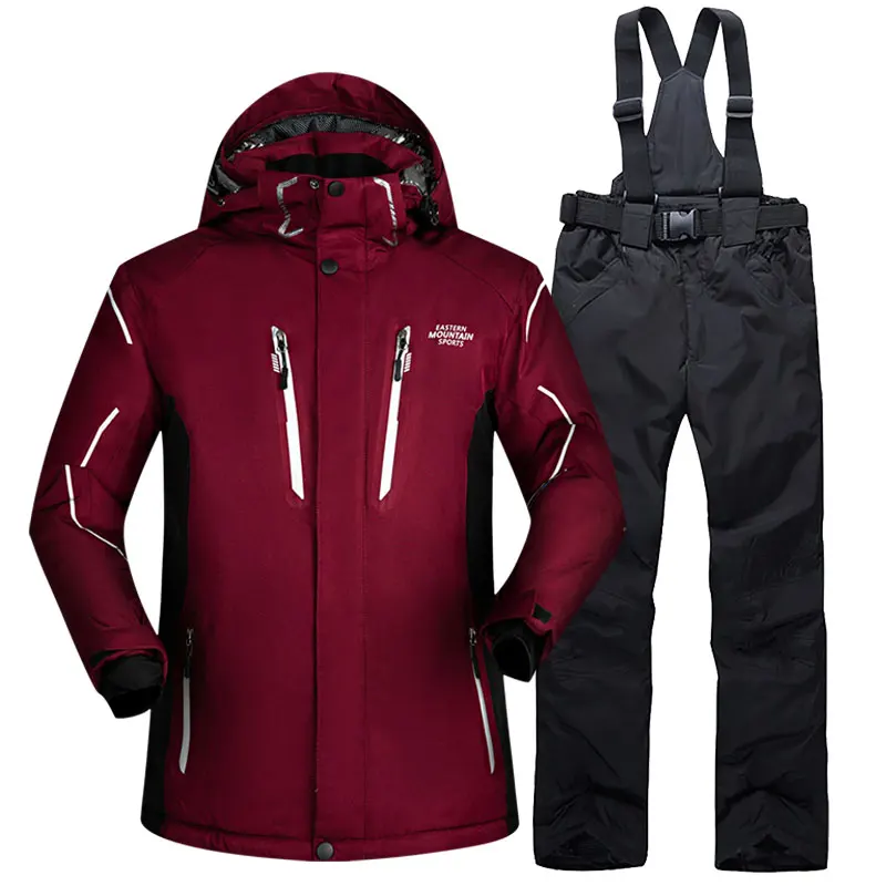 Online Traje de esquí para hombre invierno 2018 impermeable a prueba de viento espesar ropa de nieve cálida para hombre conjuntos de esquí chaqueta de esquí y snowboard trajes de marcas