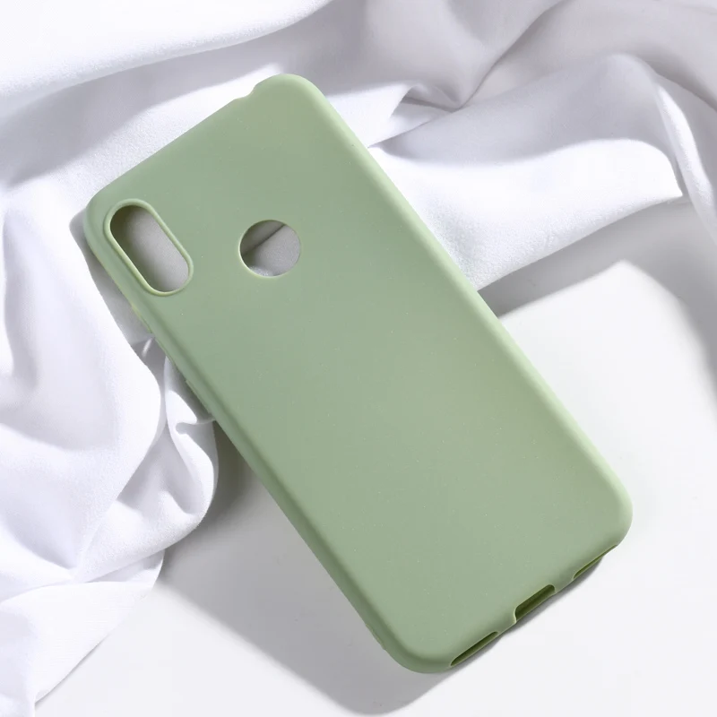 pea green Чехол для huawei honor 8A, мягкий простой силиконовый чехол для телефона ярких цветов, чехол для honor 8A honor 8a, задняя крышка - Цвет: pea green