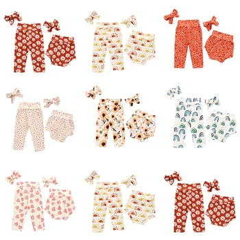 

Summer Autumn Infant Baby Shorts Headband 2Pcs Baby Boy Girl High Waist Sun/Sunflower/Rainbow/Daisy/Heart Print Shorts Bottoms