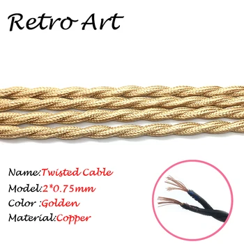 

2*0.75mm Vintage Electrical Wire Retro Twisted Braided Fabric Cable DIY lamp cord