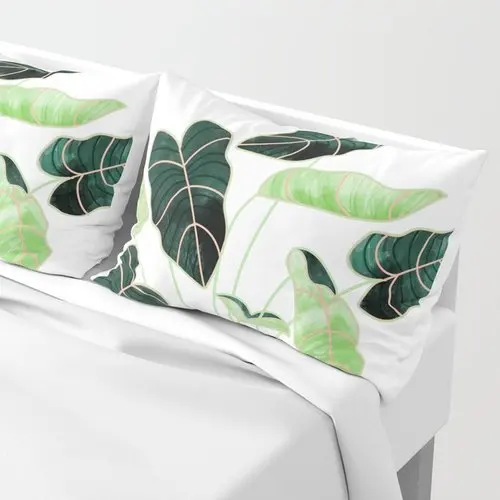 Nordic Style Double-Sided Leaves Green Plant Simple Cushion Environmental Protection Theme Waist Pillow 100% Polyester Cotton 