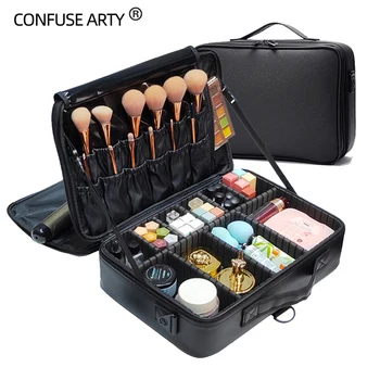 

Women PU Cosmetic Box High Quality Portable Cosmetic Bag Large Capacity PU Make Up Insert Bag Women Makeup Case