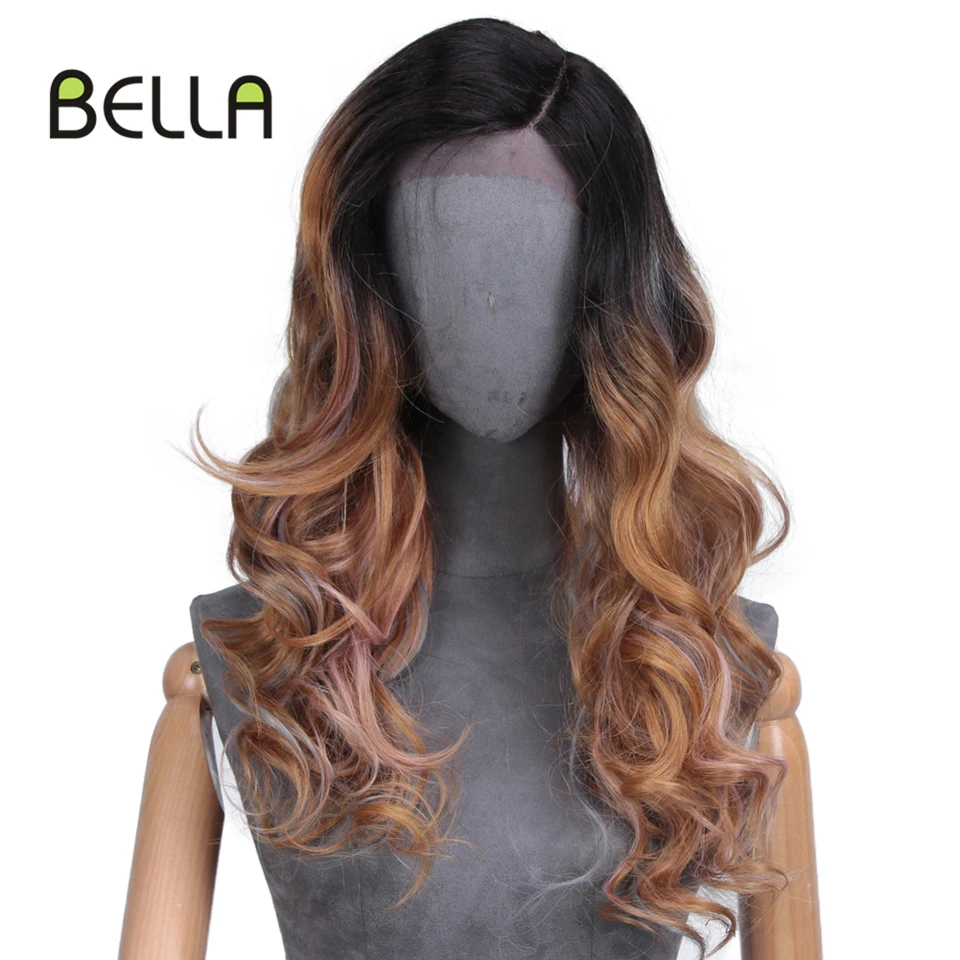 Wigs For Women Loose Wave Synthetic Lace Front Wig Brown Red Multicolor 1B Ombre High Temperature Cosplay Daily Party Hair BELLA