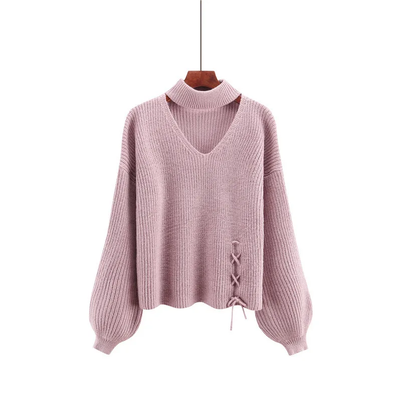 Autumn and winter new Korean version sweater women's wear pure color knitted sweater women's Pullover round collar  knit  women