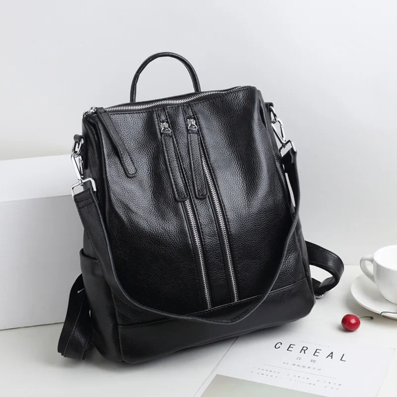

New Style Embossed Leather First Layer Leather Backpackage Versitile Fashion Backpack Multi-functional Shoulder Bag Genuine Leat