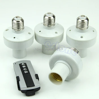 

4Pcs Wireless Remote Control E27 Light Lamp Bulb Holder Cap Socket Switch