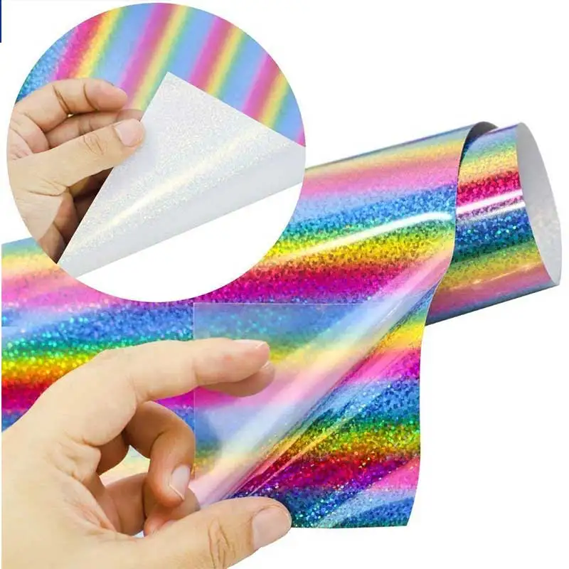 Heat Transfer Vinyl Hologram Rainbow Vinyl Ron On Transfer For Clothes Htv  Vinyl Heat Press Easy Cut And Weed Film Roll Washable - Decorative Films -  AliExpress