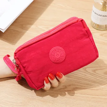 

WENYUJH 3 Zippers Lady Canvas Purse Women Casual Brand Clutch Coin Simple Cards Key Money Bags Short Female Girls Wallet