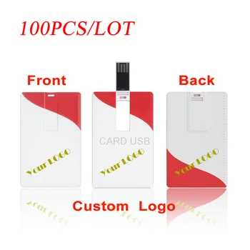 

100PCS Customized LOGO Business Card USB Pendrive 128MB 4GB 8GB 16GB 32GB 64GB DIY Logo Bank Card Flash Stick Free Shipment