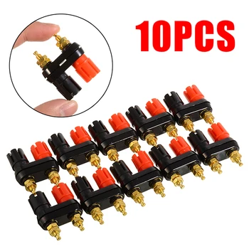 

10Pcs Dual 2-way Speaker Terminals Banana Plug Jack 24k Connector Amplifier Gold plated Terminal Binding Post Home Tool