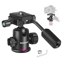 Neewer Ball Kopf mit Griff und Kalten Schuh Mic/Licht Halterung, 360 grad Rotierenden Panorama Kugelkopf Stativ Montieren