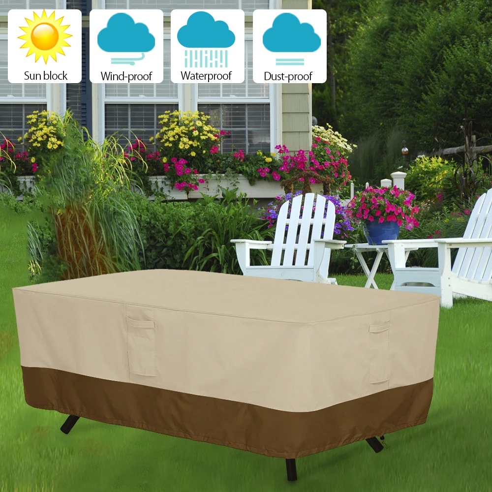 

Rectangular Dinner Table Cover Waterproof Dustproof Furniture Cover Patio Coffee Table Chair Shelter Breathable Garden