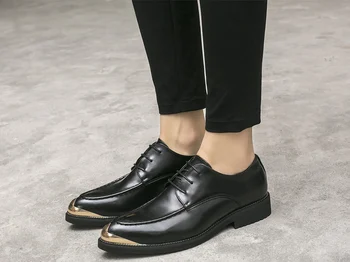 

Men Business Retro Shoes Genuine Leather Shoes Mens Formal Shoes Pointed Toe Men Flats Office Wedding Party loafers