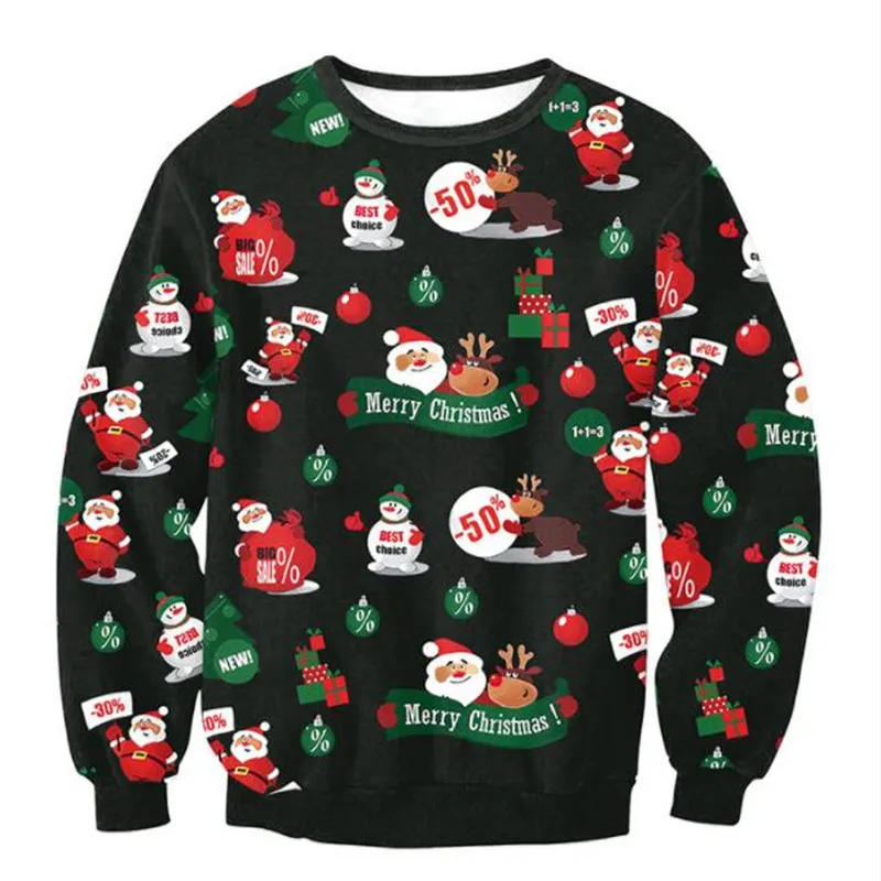 Мужской женский Рождественский свитер с Санта-единорогом, пуловер, рождественские свитера, джемперы, топы, осенне-зимняя Толстовка с длинным рукавом - Цвет: SWYS001