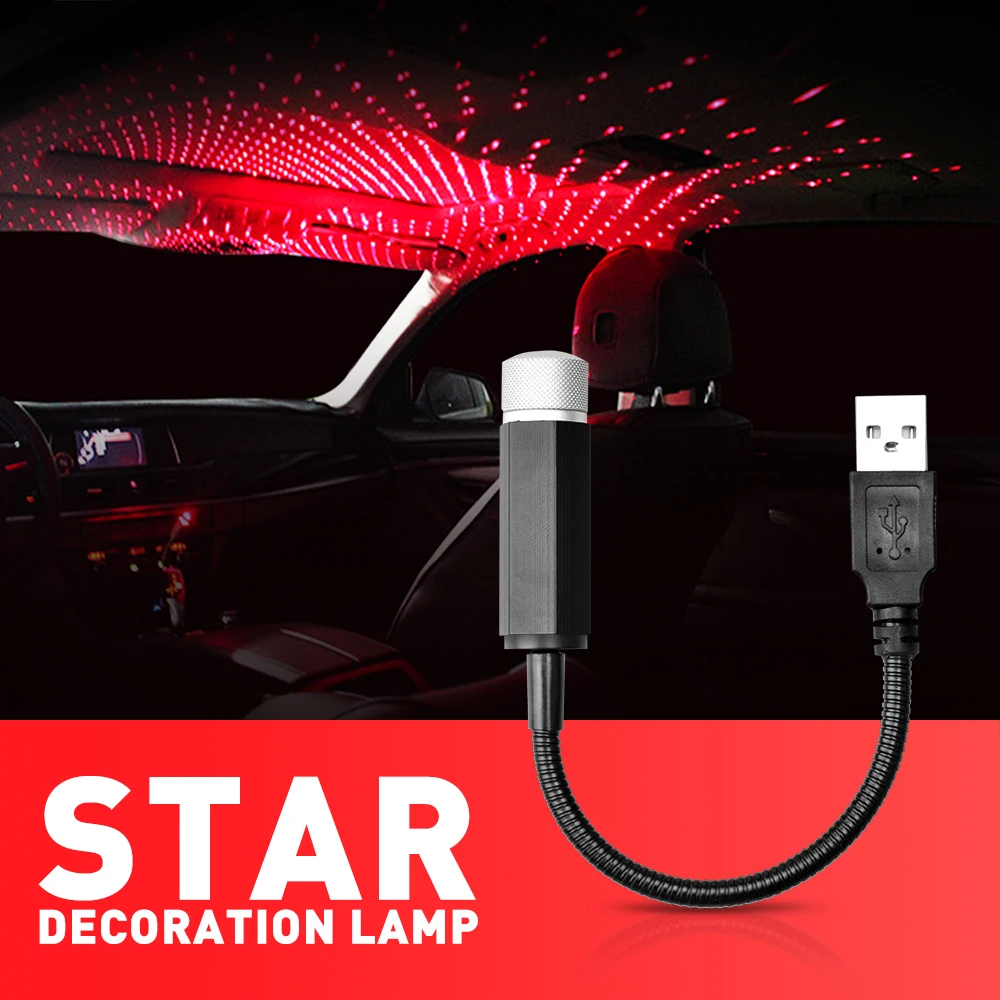 Автомобильный USB Романтический Звездный Ночной светильник атмосферная лампа для