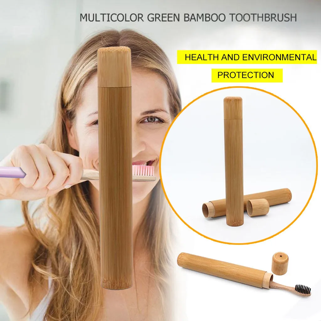 

1pc Rainbow Toothbrush +1pc Bamboo Tube Eco Friendly Natural Bamboo Toothbrush Travel Case Soft Head Teeth Brush 2pc Packing