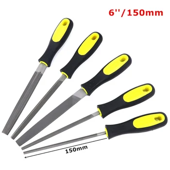 

5pcs Files 6/8/10inch Flat Triangle Round Square Semi-circular Woodworking Tool Hanging Hole Design Files For Easy Storage